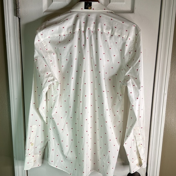 NWT 14th & Union Red 👄 Button Down White Shirt Trim Fit Men Small 14-14.5” - Picture 7 of 11